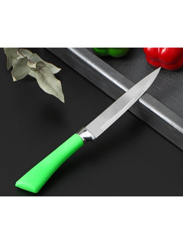 Нож кухонный «Рич», лезвие 12,5 см, цвет зелёный