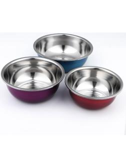 Набор мисок из нержавеющей стали «Радуга», 3 предмета: 1,5 л, 2 л, 2,5 л, 20×7,5 см/22×8 см/24×8,5 см