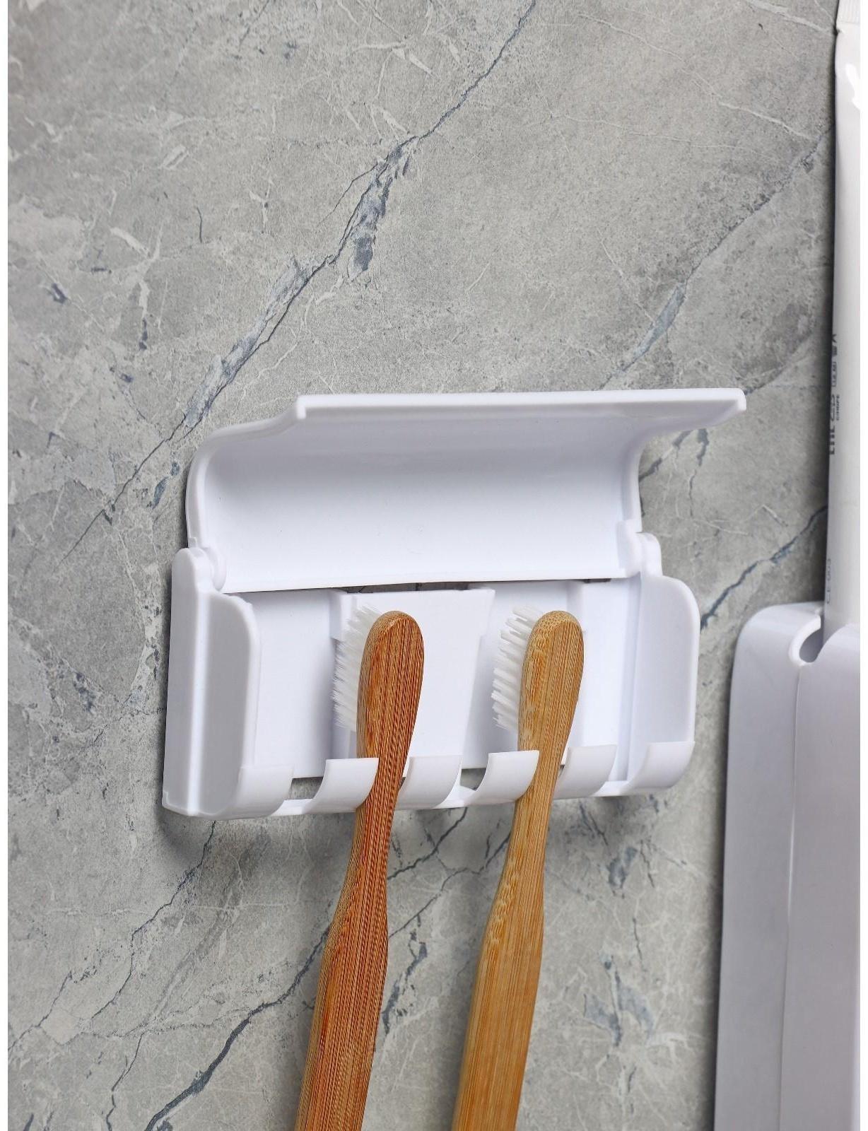 Держатель для зубных щёток и выдавливатель для зубной пасты, 16×10,5 см, цвет МИКС