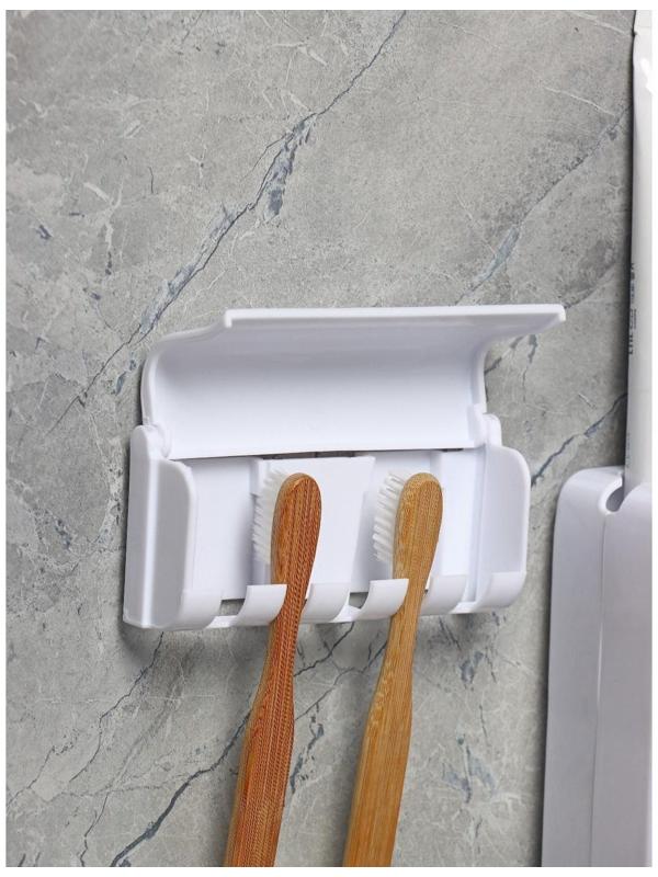 Держатель для зубных щёток и выдавливатель для зубной пасты, 16×10,5 см, цвет МИКС