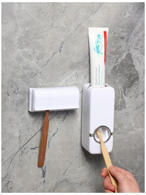 Держатель для зубных щёток и выдавливатель для зубной пасты, 16×10,5 см, цвет МИКС