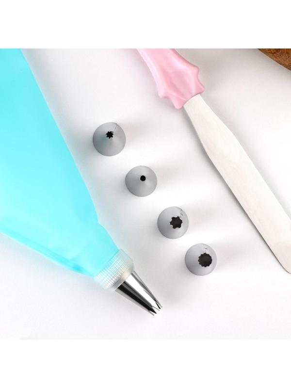 Набор кондитерский, 8 предметов: насадки 5 шт, адаптер, мешок, шпатель, насадки, цвет МИКС