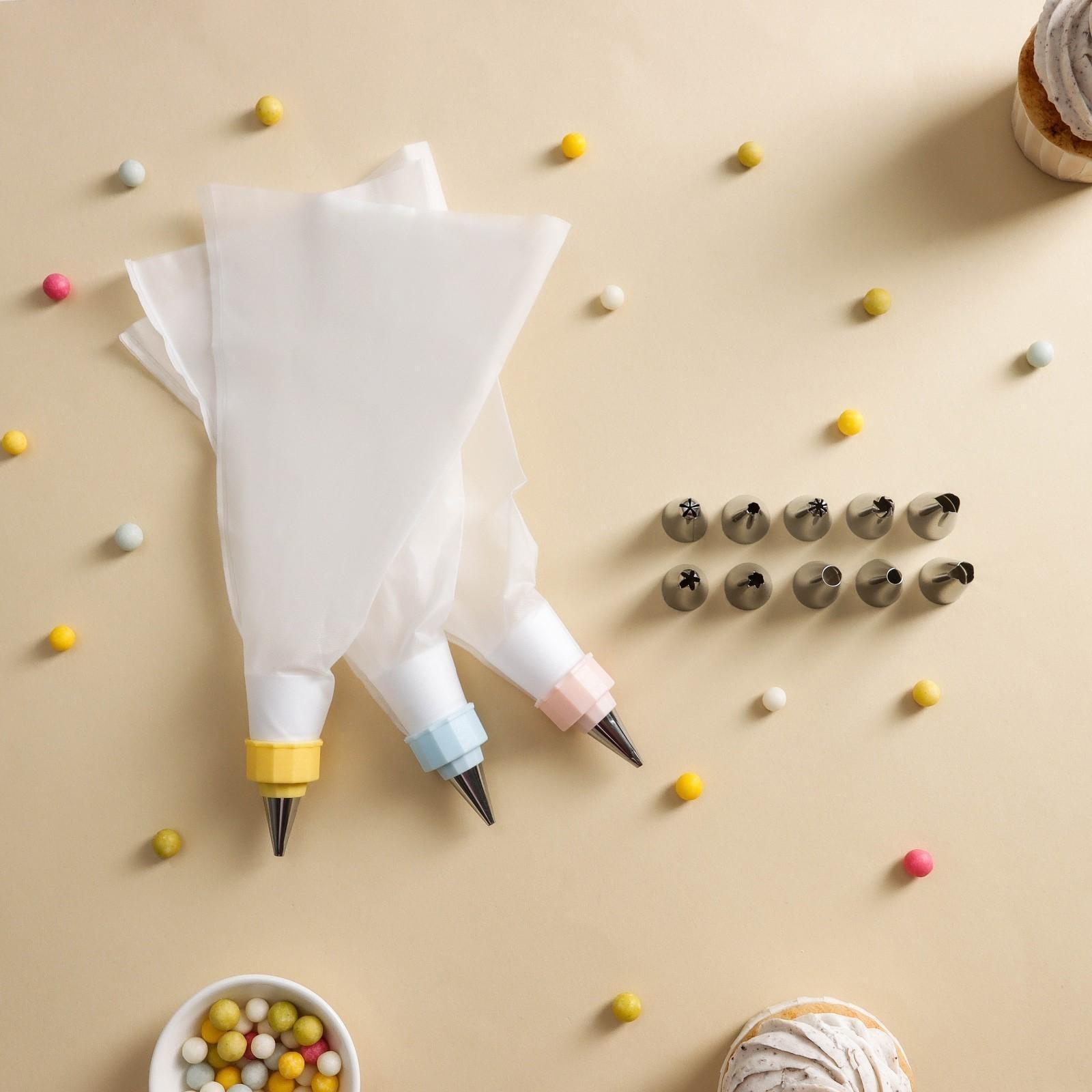 Набор кондитерский Доляна, 11 предметов: мешок, 10 насадок, цвет МИКС