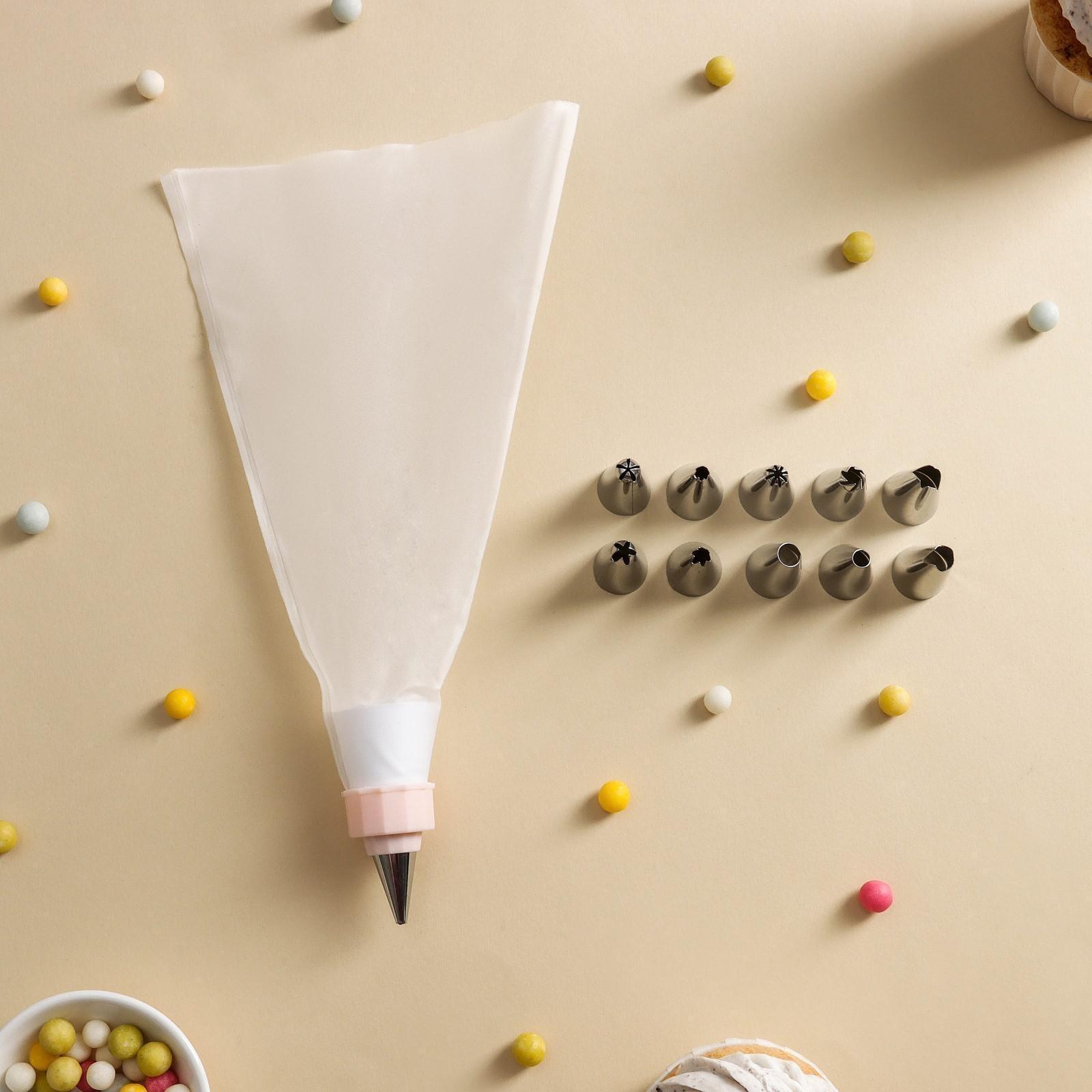 Набор кондитерский Доляна, 11 предметов: мешок, 10 насадок, цвет МИКС