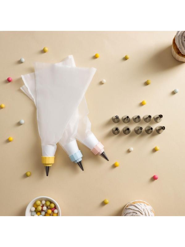 Набор кондитерский Доляна, 11 предметов: мешок, 10 насадок, цвет МИКС