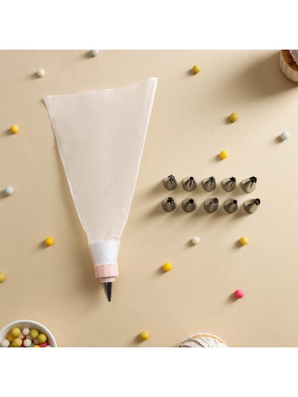 Набор кондитерский Доляна, 11 предметов: мешок, 10 насадок, цвет МИКС