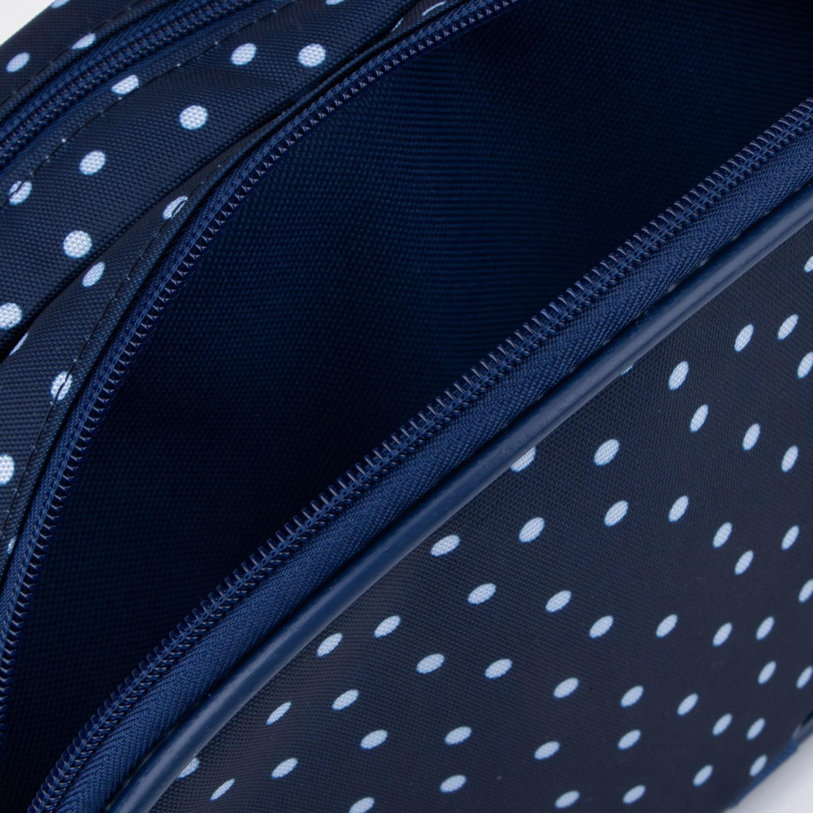 Косметичка на молнии, 2 отдела, цвет синий/белый