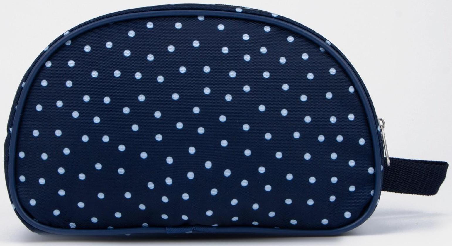 Косметичка на молнии, 2 отдела, цвет синий/белый