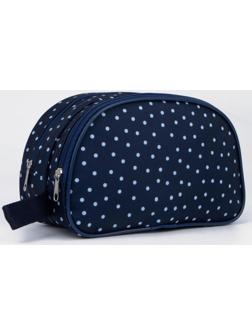 Косметичка на молнии, 2 отдела, цвет синий/белый