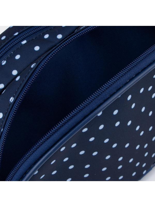 Косметичка на молнии, 2 отдела, цвет синий/белый