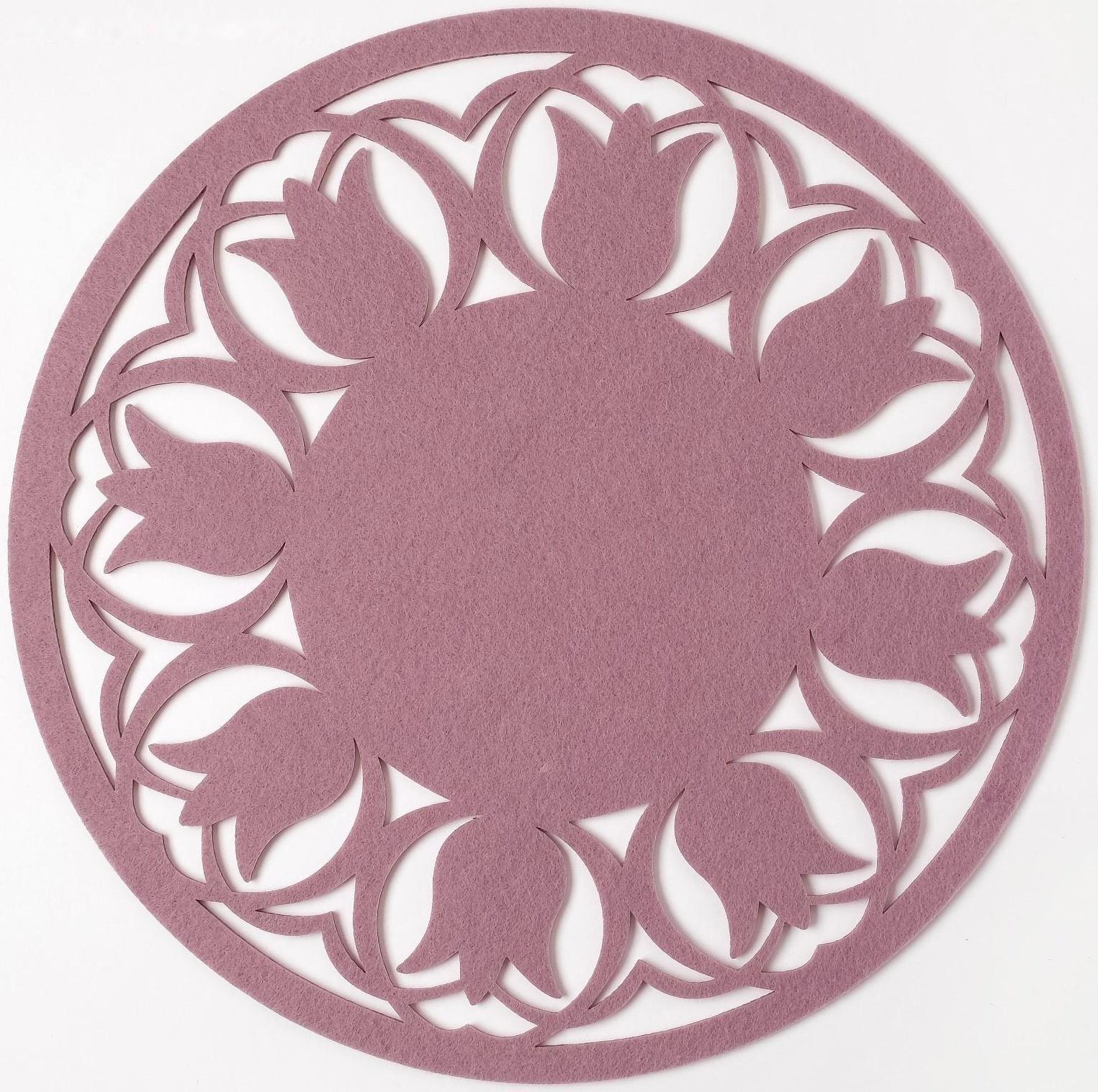 Салфетка декоративная Доляна «Тюльпаны» цвет сиреневый, d 30 см