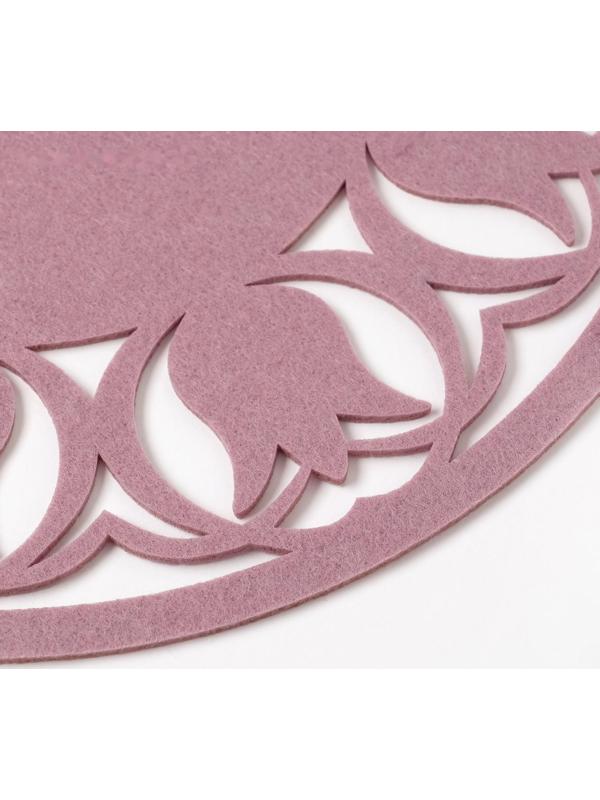 Салфетка декоративная Доляна «Тюльпаны» цвет сиреневый, d 30 см