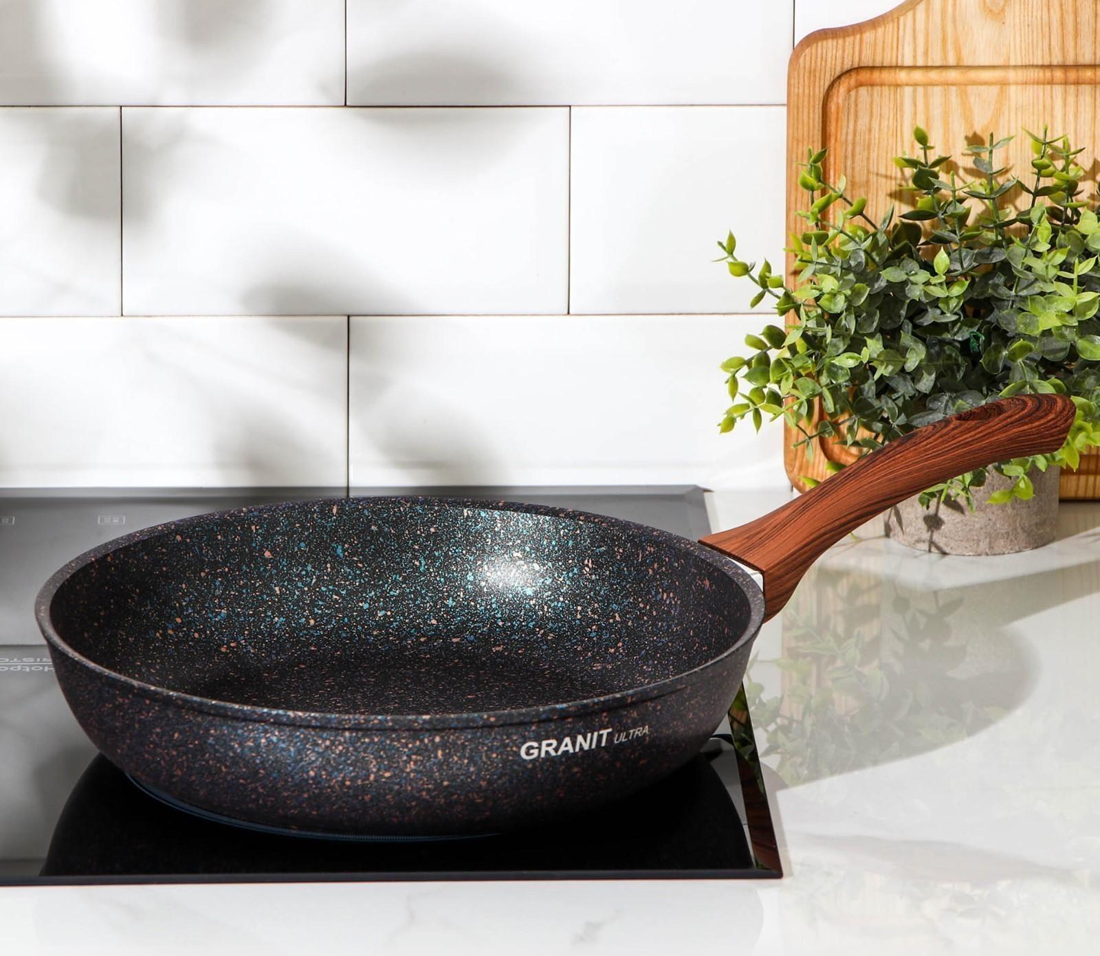 Сковорода Granit ultra, d=28 cм, пластиковая ручка, антипригарное покрытие, цвет чёрный