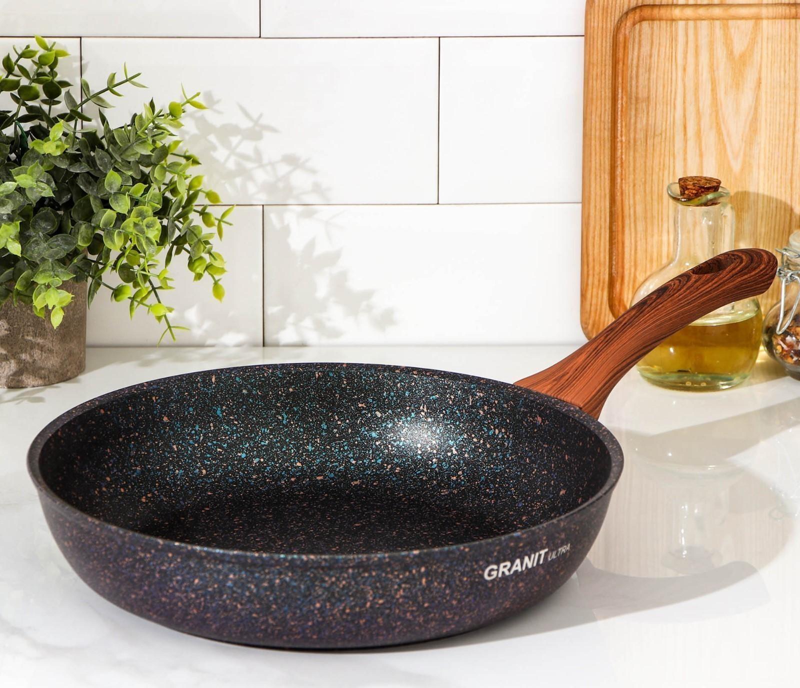 Сковорода Granit ultra, d=28 cм, пластиковая ручка, антипригарное покрытие, цвет чёрный