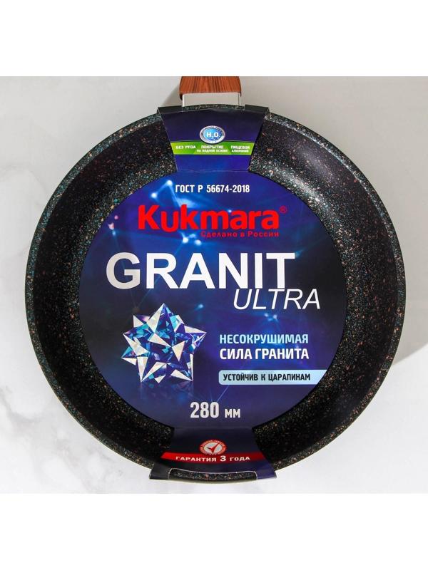 Сковорода Granit ultra, d=28 cм, пластиковая ручка, антипригарное покрытие, цвет чёрный