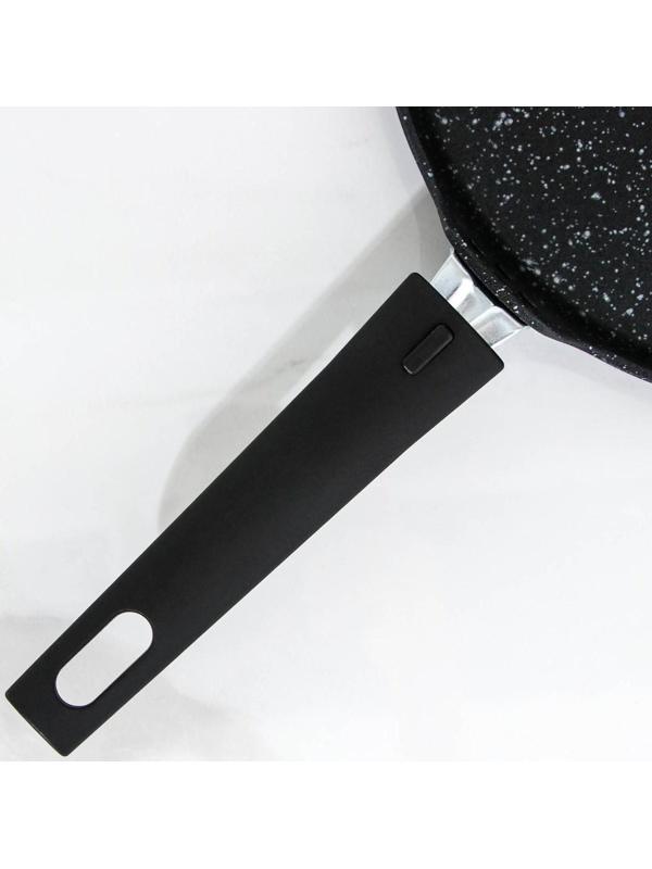 Сковорода блинная, d=20 см, пластиковая ручка, антипригарное покрытие, цвет тёмный мрамор