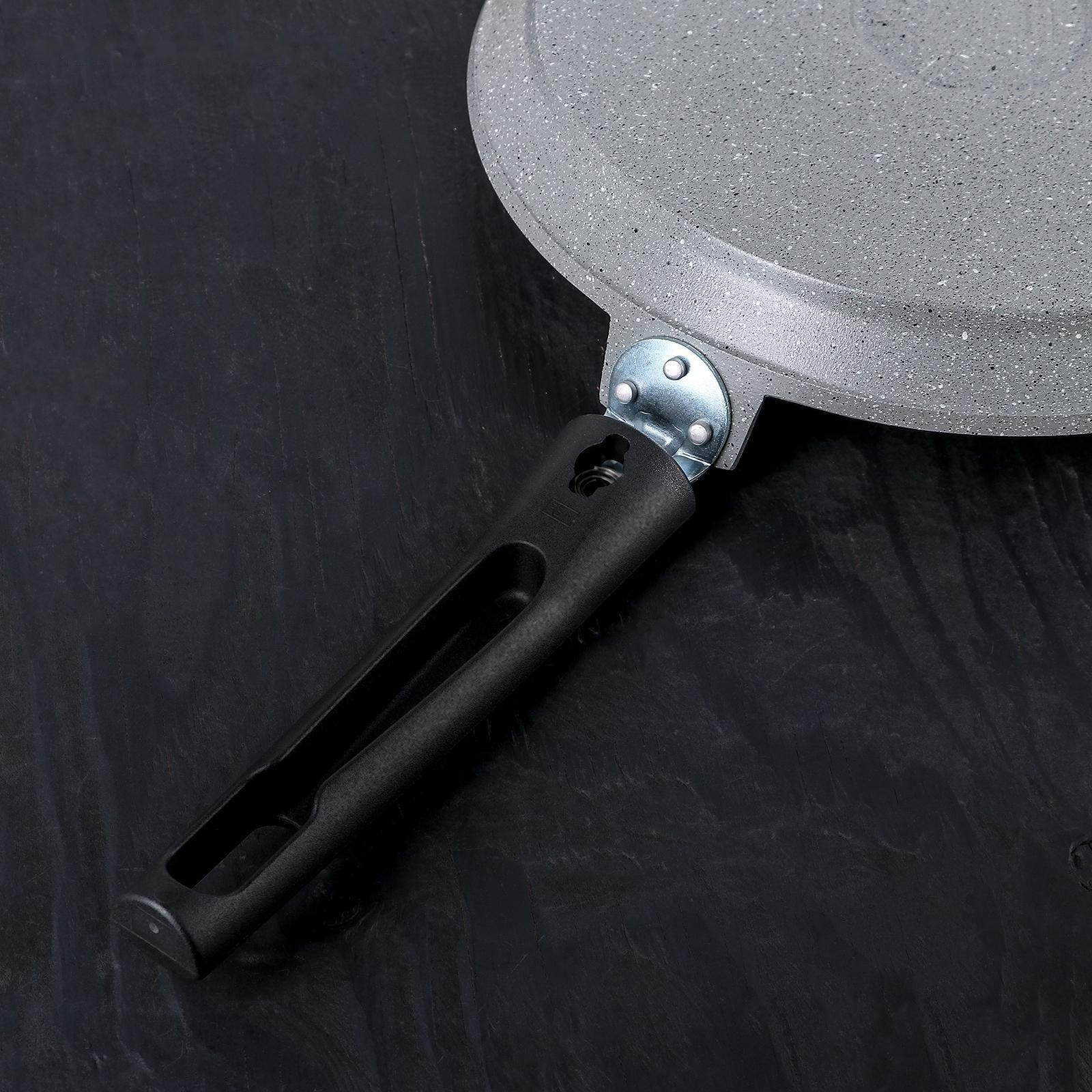 Сковорода блинная, d=24 см, пластиковая ручка, антипригарное покрытие, цвет светлый мрамор