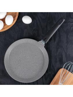 Сковорода блинная, d=24 см, пластиковая ручка, антипригарное покрытие, цвет светлый мрамор