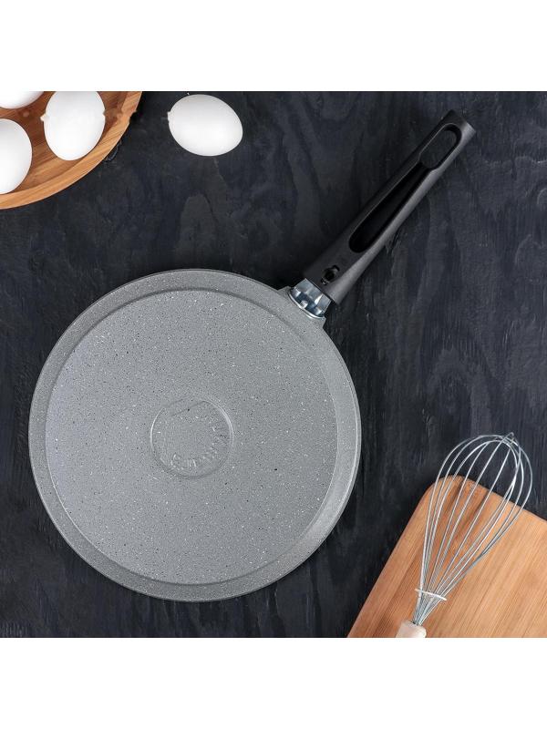 Сковорода блинная, d=24 см, пластиковая ручка, антипригарное покрытие, цвет светлый мрамор