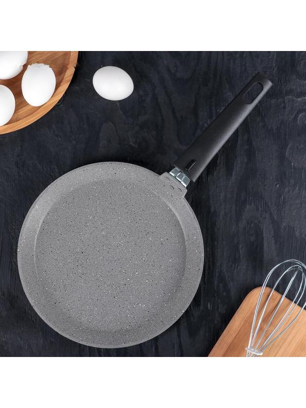 Сковорода блинная, d=24 см, пластиковая ручка, антипригарное покрытие, цвет светлый мрамор