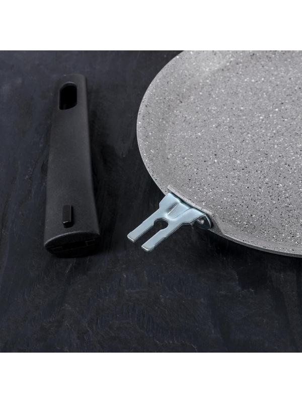 Сковорода блинная, d=24 см, пластиковая ручка, антипригарное покрытие, цвет светлый мрамор