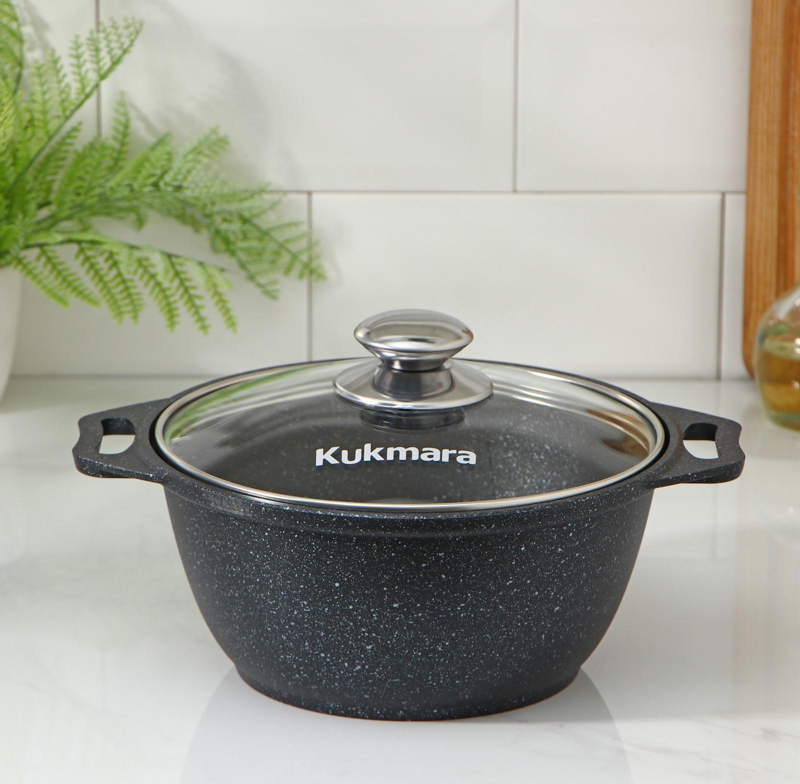 Кастрюля, 2 л, стеклянная крышка, антипригарное покрытие, цвет тёмный мрамор