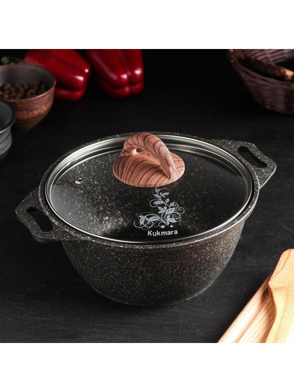 Кастрюля Granit ultra (original), 4 л, стеклянная крышка, антипригарное покрытие, цвет коричневый