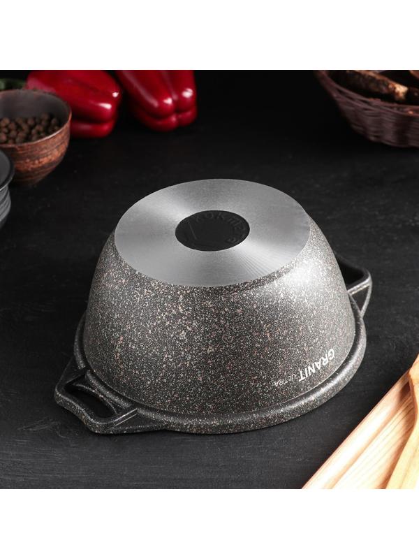Кастрюля Granit ultra (original), 4 л, стеклянная крышка, антипригарное покрытие, цвет коричневый