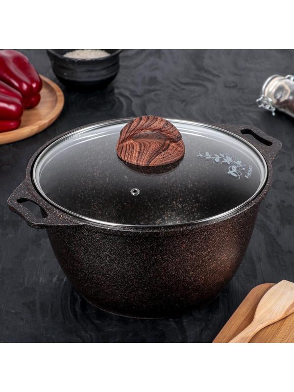 Кастрюля Granit ultra (original), 4 л, стеклянная крышка, антипригарное покрытие, цвет коричневый