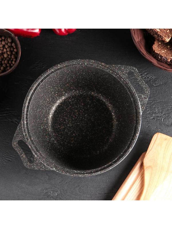 Кастрюля Granit ultra (original), 4 л, стеклянная крышка, антипригарное покрытие, цвет коричневый