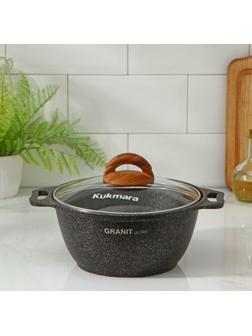 Кастрюля Granit ultra, 2 л, стеклянная крышка, антипригарное покрытие, цвет коричневый