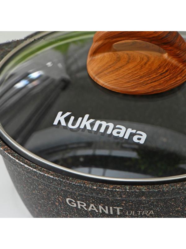 Кастрюля Granit ultra, 2 л, стеклянная крышка, антипригарное покрытие, цвет коричневый