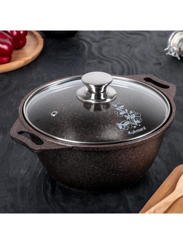 Кастрюля Granit ultra, 2 л, стеклянная крышка, антипригарное покрытие, цвет коричневый