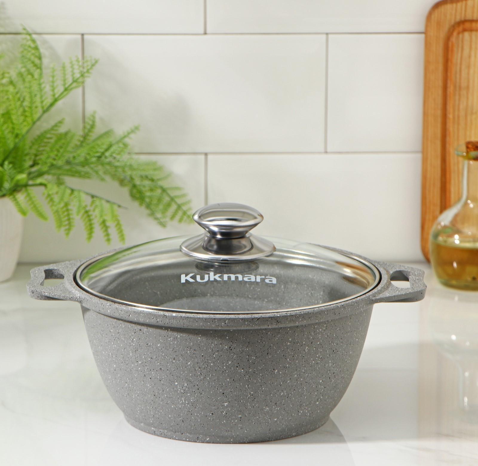 Кастрюля, 2 л, стеклянная крышка, антипригарное покрытие, цвет светлый мрамор