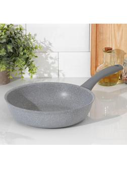 Сковорода, d=24 см, пластиковая ручка, антипригарное покрытие, цвет светлый мрамор