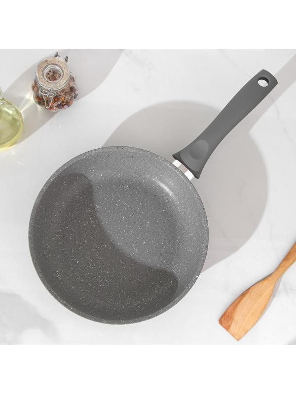 Сковорода, d=24 см, пластиковая ручка, антипригарное покрытие, цвет светлый мрамор