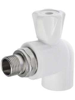 Кран шаровой для радиатора VALFEX, полипропиленовый, угловой, 25 х 1/2