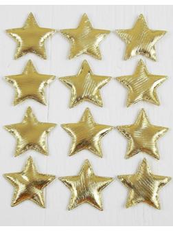 Звёздочки декоративные, набор 12 шт., размер 1 шт. 5.5 × 5.5 см, цвет золото