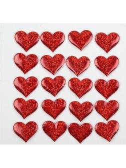 Сердечки декоративные, набор 20 шт., размер 1 шт: 3,5×2,5 см, цвет красный