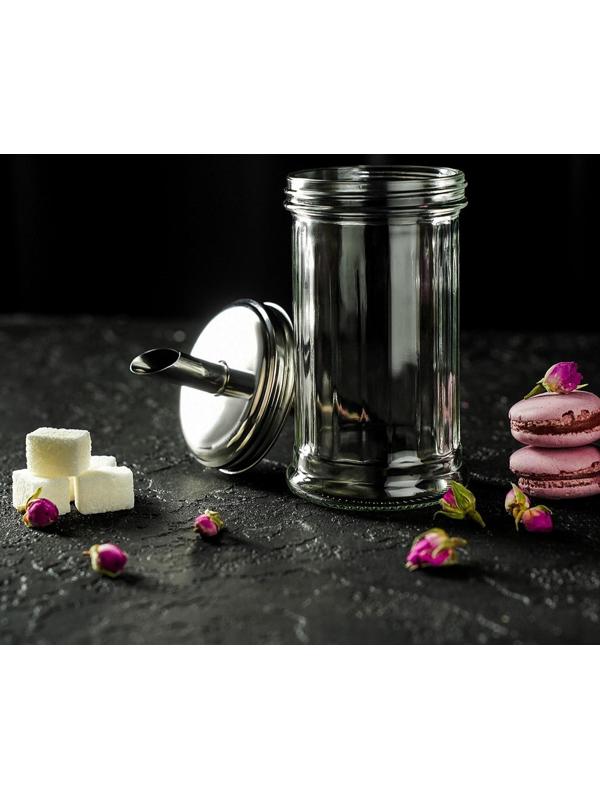 Сахарница стеклянная с дозатором «Глюкоза», 350 мл, 7,5×17 см