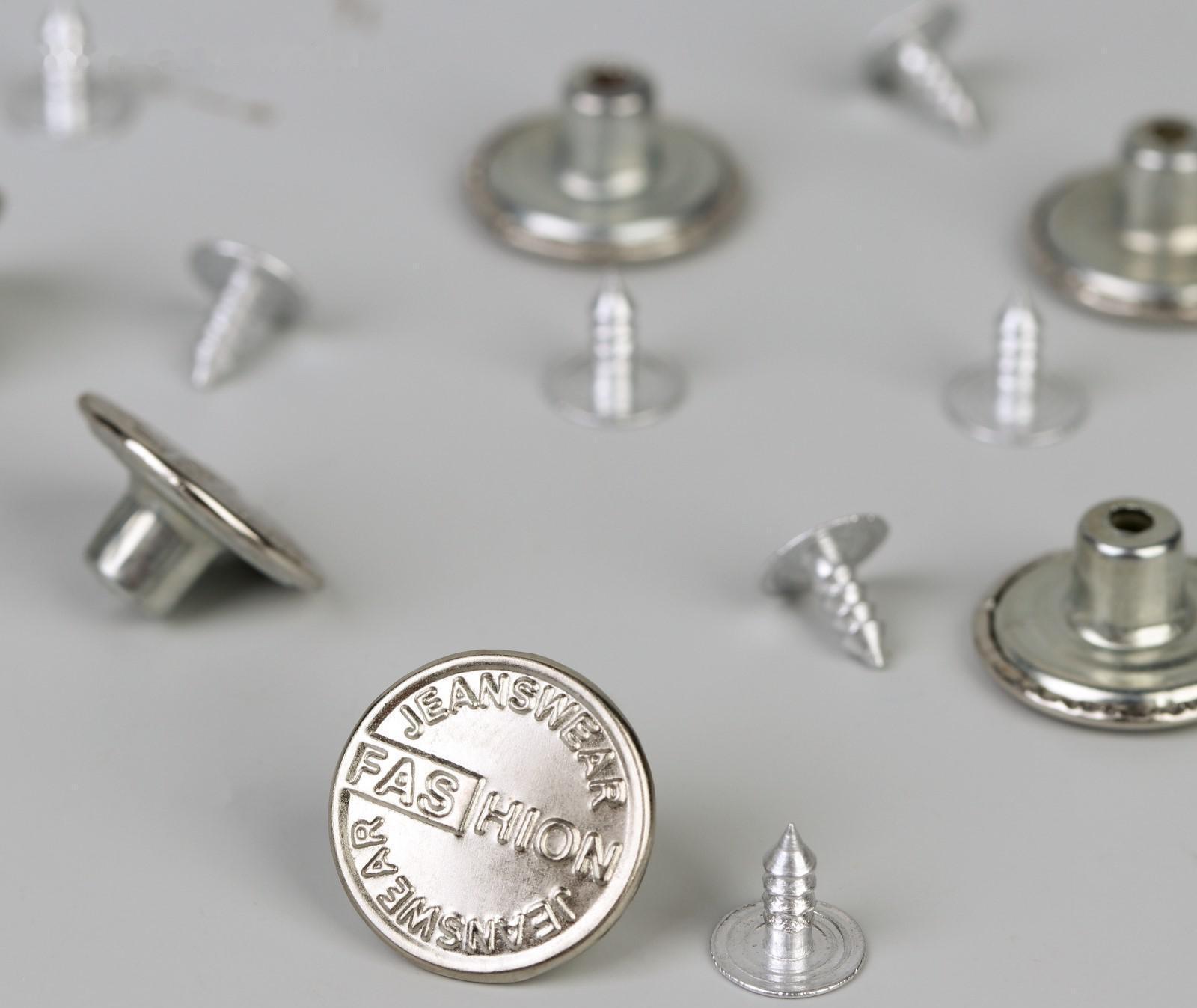 Набор джинсовых пуговиц, 17 мм, 100 ± 5 шт, цвет серебряный
