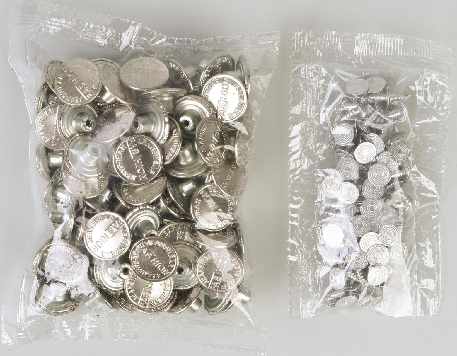 Набор джинсовых пуговиц, 17 мм, 100 ± 5 шт, цвет серебряный