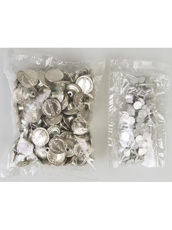 Набор джинсовых пуговиц, 17 мм, 100 ± 5 шт, цвет серебряный