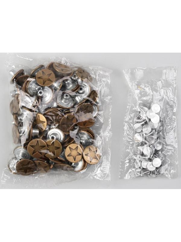 Набор джинсовых пуговиц, 17 мм, 100 ± 5 шт, цвет бронзовый