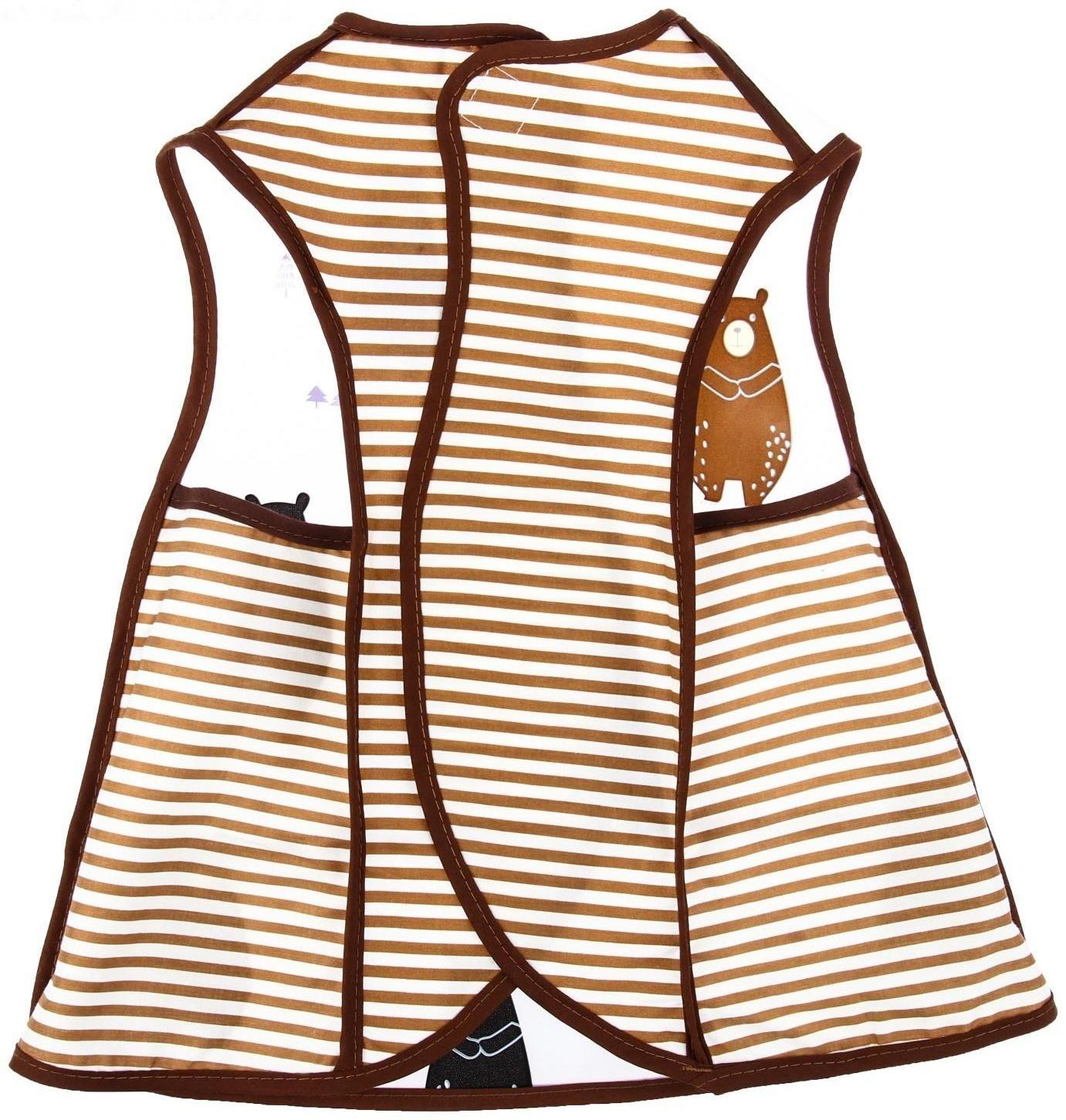 Нагрудник-фартук для кормления «Медвежата» непромокаемый на липучке, с карманом