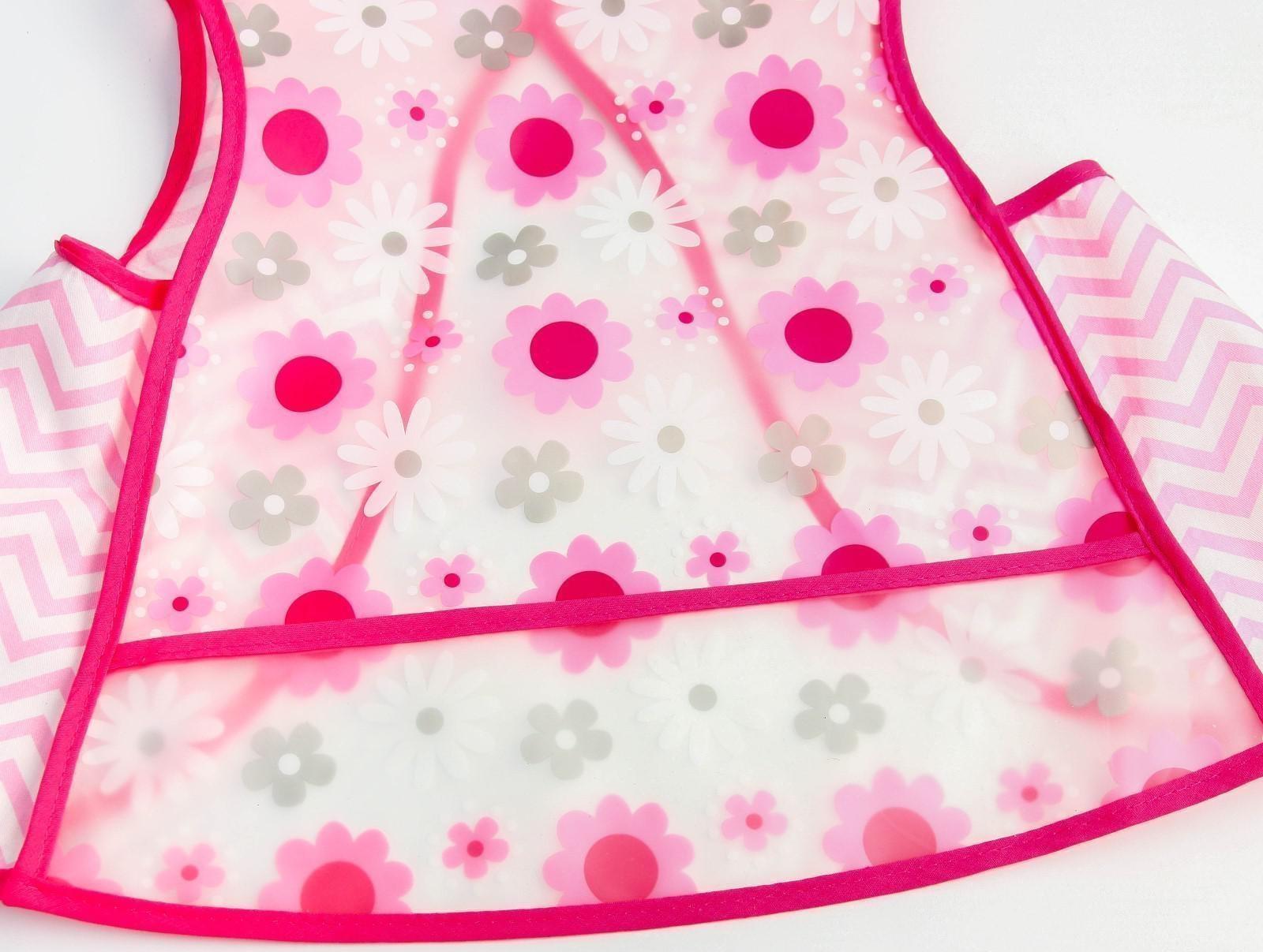 Нагрудник-фартук для кормления «Цветы» непромокаемый на липучке, с карманом