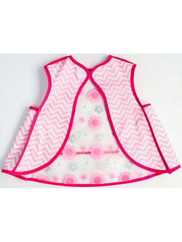 Нагрудник-фартук для кормления «Цветы» непромокаемый на липучке, с карманом