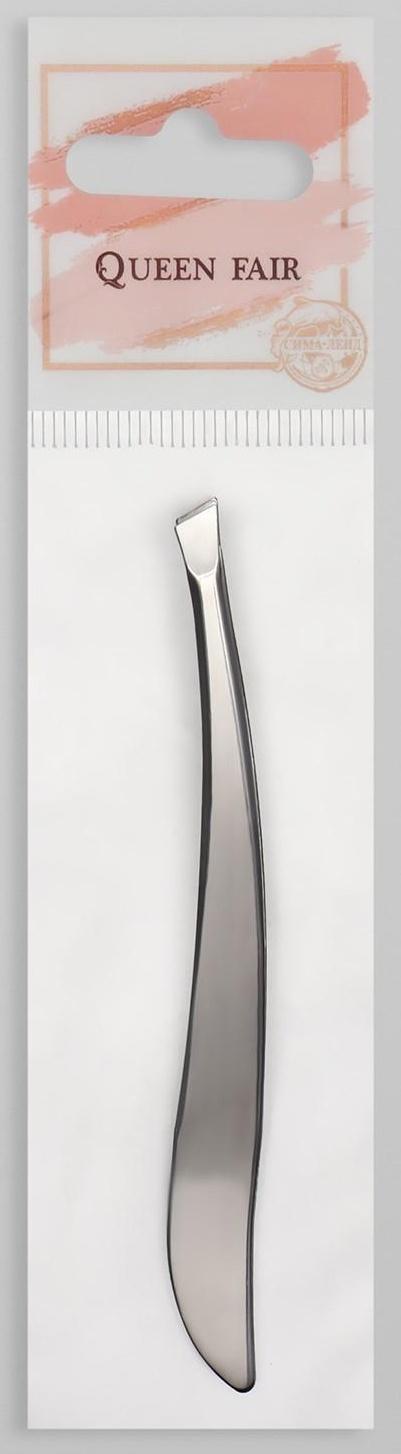 Пинцет скошенный, узкий, 9 см, цвет серебристый