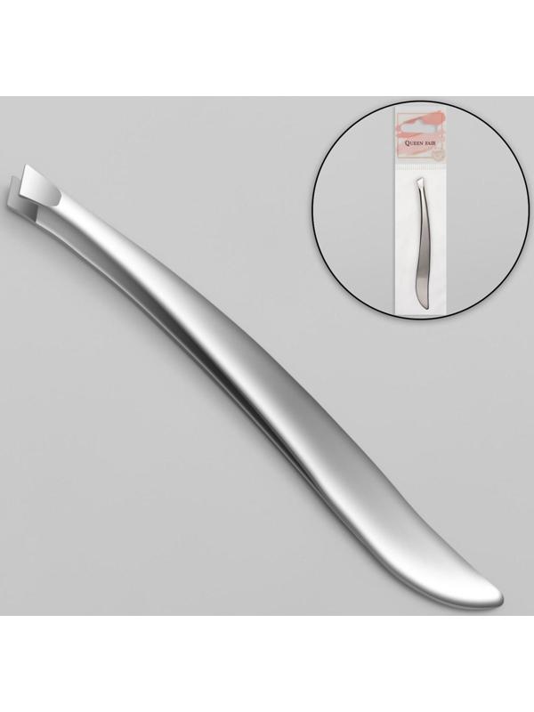 Пинцет скошенный, узкий, 9 см, цвет серебристый