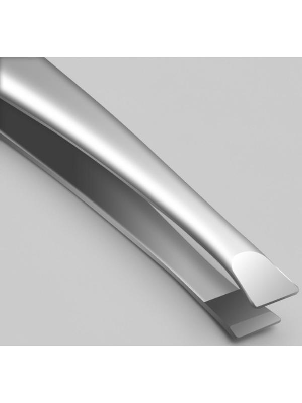 Пинцет скошенный, узкий, 9 см, цвет серебристый